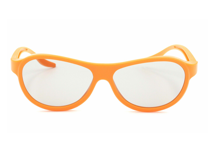 Passive Einweg-3D-Brille mit orangefarbenem ABS-Rahmen für Erwachsene & Kind